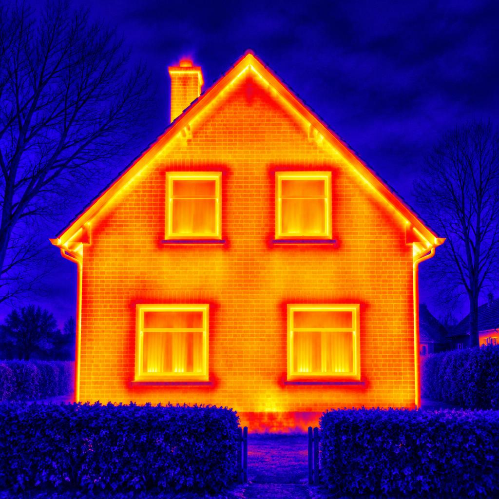 Termografi af husets facade – før isolering
